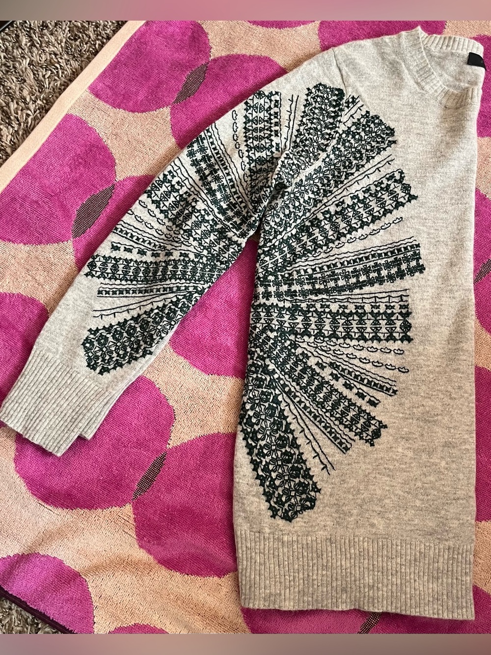 *RARE* J.Crew Merino Wool Sunburst Medallion Embroidered Sweater